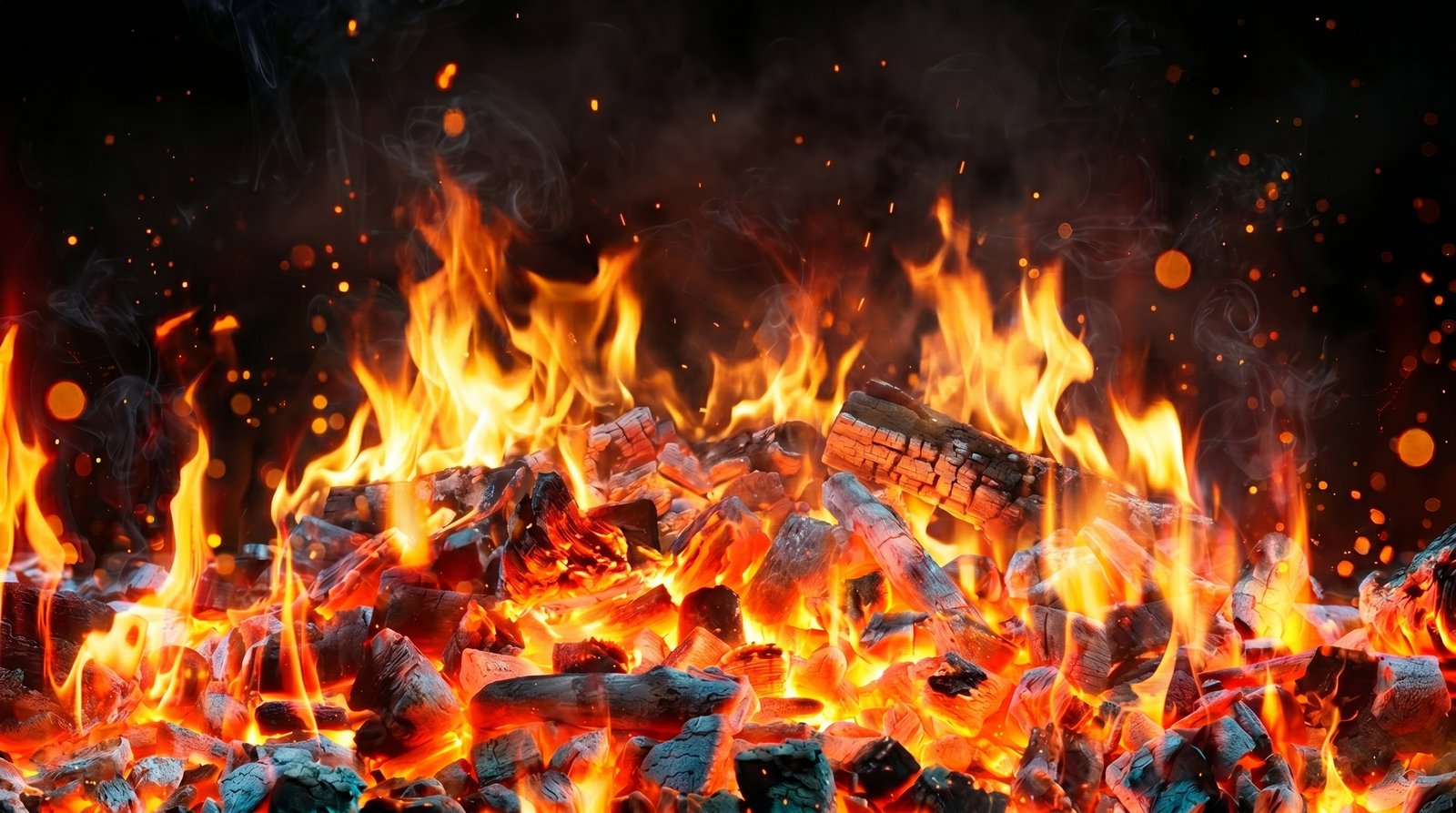 Glowing Binchotan charcoal inside the kiln